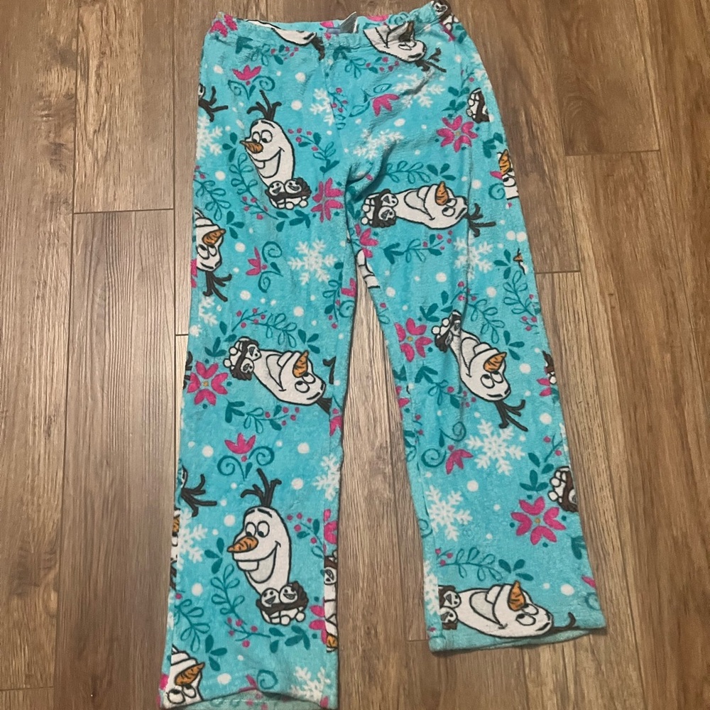 Disney Kids Pajama Bottoms - Blue with Olaf and Pink Accents